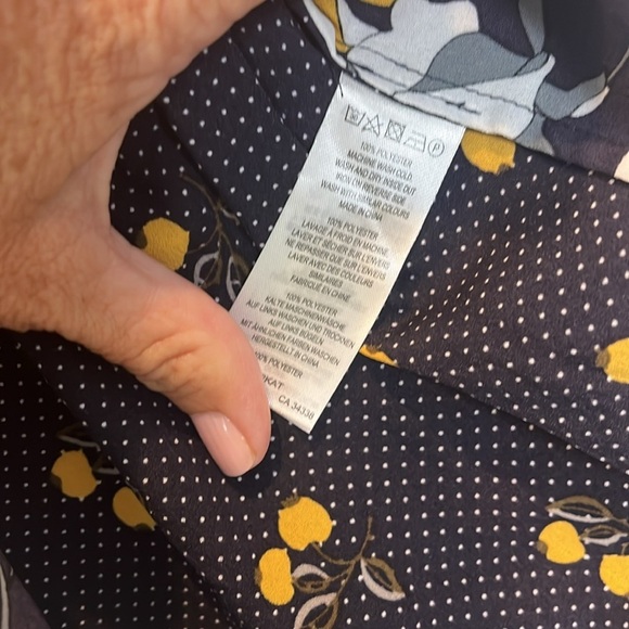 French Connection NWT Navy Yellow Aventine Shirt Medium - Picture 7 of 11